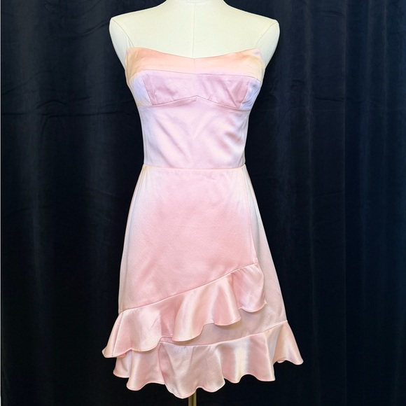 NWT - Amanda Uprichard Silk Strapless Minidress Color Lotus Or Pink. Size S - Picture 2 of 8